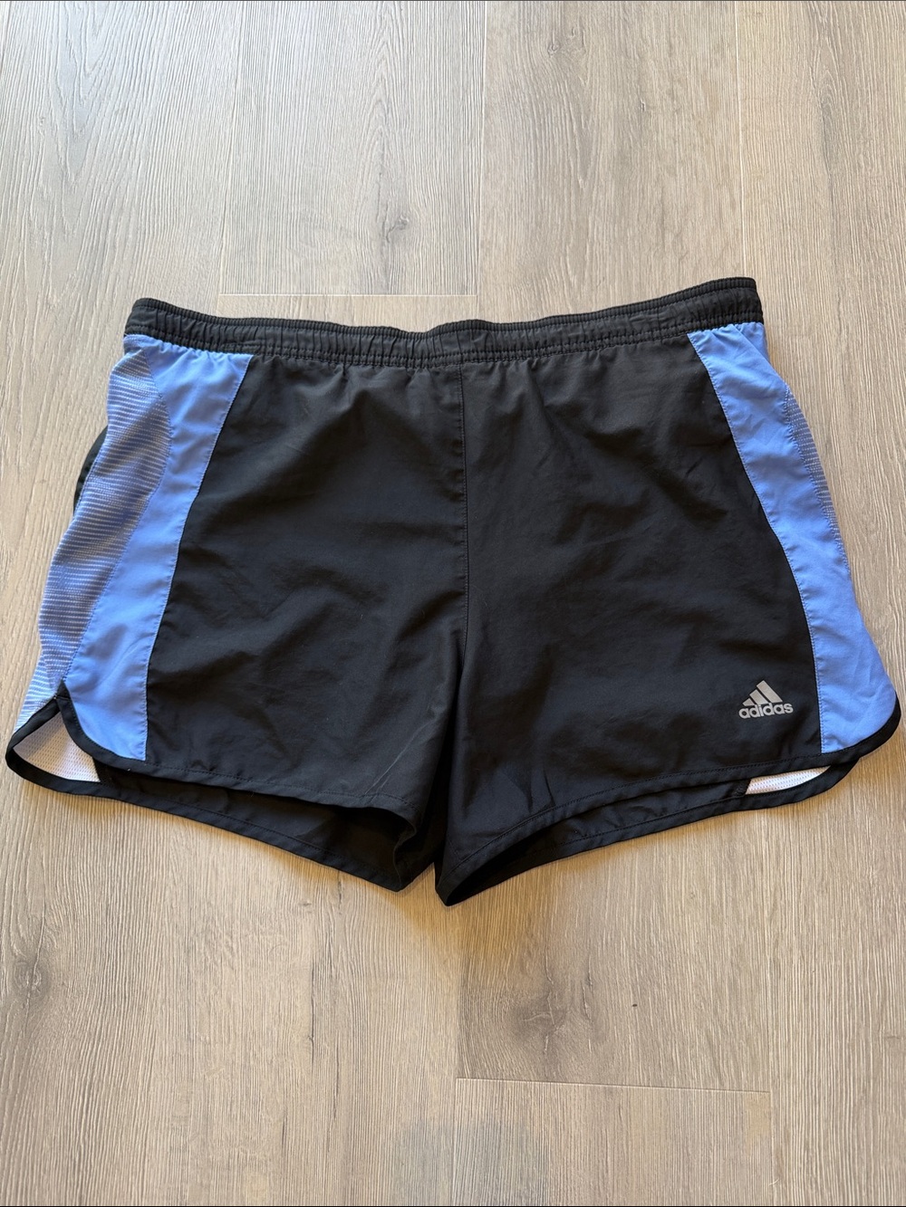 adidas Black Shorts with Light Blue Side Panels